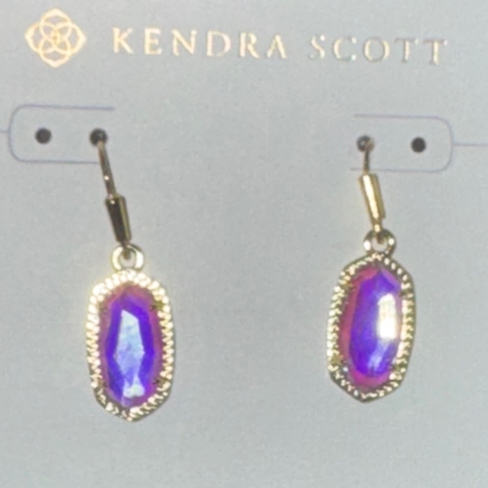 Kendra Scott Lee Gold Drop Earrings in Dichroic Glass
